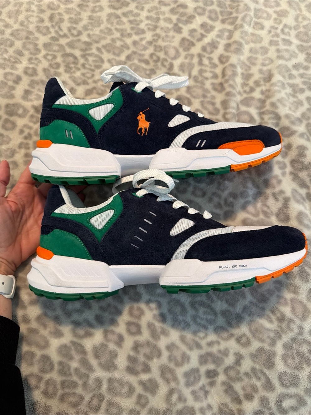 $138 NWOB Polo Ralph Lauren Jogger Suede And Mesh Sneakers - Picture 8 of 14